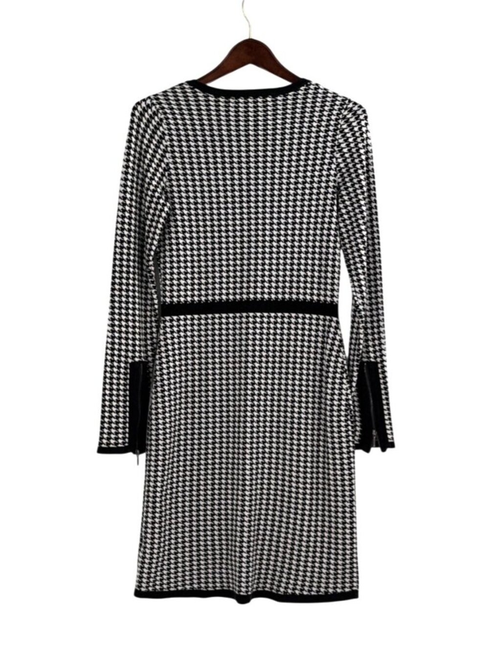 Mixt Heidi Weisel Womens Large Houndstooth Knit Long-Sleeve A-Line Dress Punk - Picture 2 of 9